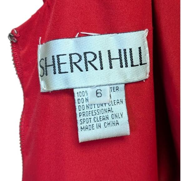Sherri Hill Red Halter Open Back Gown Size 6 Long Formal Prom Dress - Picture 6 of 6